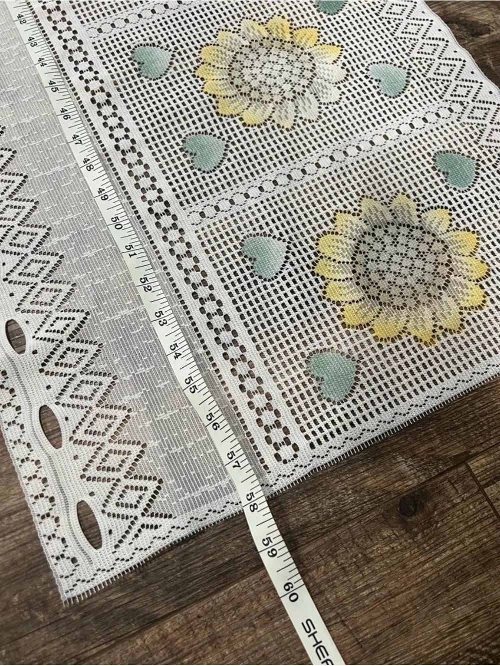 Floral Crochet Lace Valance in Yellow & Green